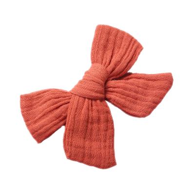 China Original Girls Hair Decoration Cotton Gauze Hair Bow Muslin Fabric Hair Bow for sale