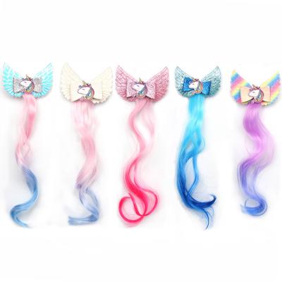 China Girls Hair Decoration Unicorn Hair Bow With Hair Swing for sale