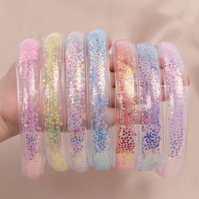 China DIY Transparent Hair Accessories PVC Sequin Headband Trimming Cute Kids Sequin Fashion Headband For Children Hair Accessories for sale