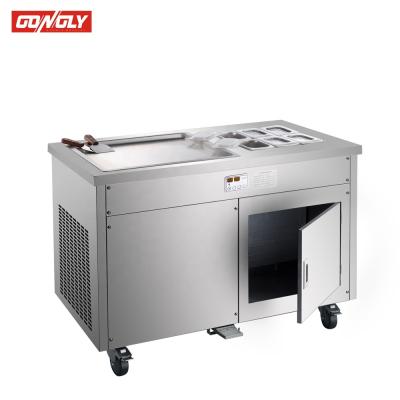 China Snack factory square pan fried ice cream machine/thai fried ice cream roll machine/single pan fried ice cream machine for sale