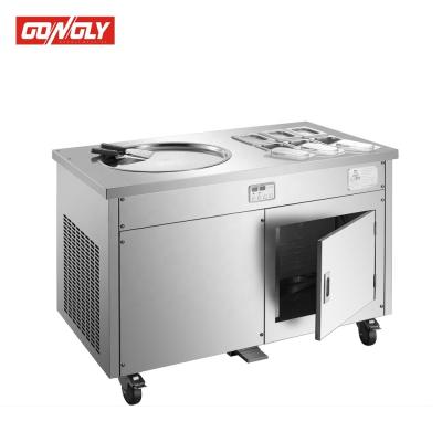 China Snack Factory Flat Pan Ice Cream Machine Fried Ice Cream Machine Make Ice Cream Roll for sale