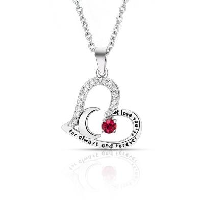 China New Arrival Gift Heart Birthstone High Shiny Polished Stainless SteelJewelry Pendant Necklace I Love You for sale