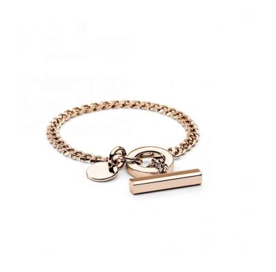 China New Design Stainless Steel Casual/Sporty Custom 8mm PVD Mounted Gold Cuban Link Chain Bracelets for sale