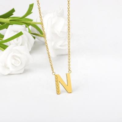 China Simple Trendy Fashion 18K Gold Plated Stainless Steel Jewelry N Letter Pendant Necklace For Women 2021 for sale