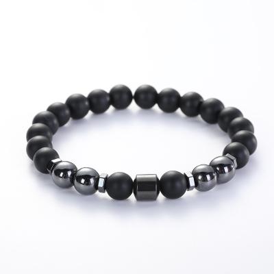 China Elastic Comfort Fit Magnetic Hematite Energy Stone Gemstone Healing Black Beads Bracelet For Men for sale