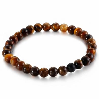 China Casual/sporty black agate and tigher's eye natural stone bead bracelet for sale