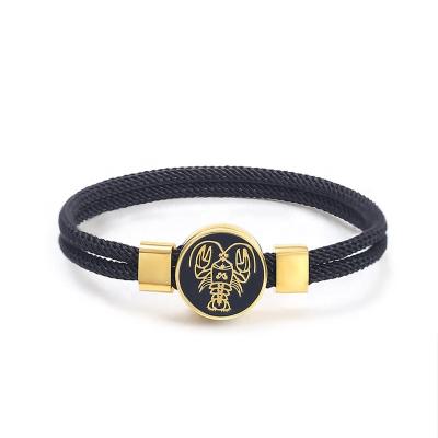 China New Design Casual/Sports 12 Constellations Zodiac Sign Rope Charm Rope Leather Adjustable Bracelet for sale