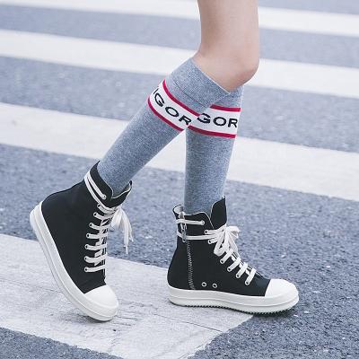 China Fashional adult cotton thongs women's fashion socks spring and calf cotton new products summer high Japanese ladies letters wholesale for sale