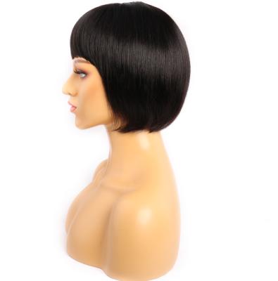 China Luster Free 100% Natural Witness Hair High Quality Real Wigs With Short Bob Cut Bangs Pixie Straight Wig For Black Women for sale