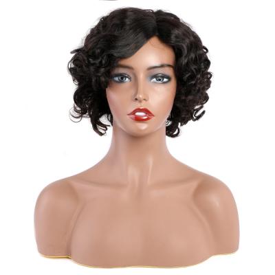 China 100% Natural High Quality Virgin Hair Wigs Short Curly Straight Luster Pixie Lead Hair Wig With Lace Frontal For Women for sale