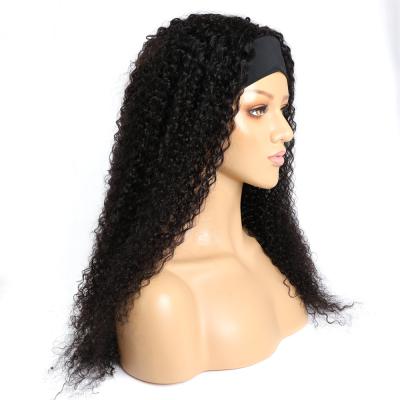 China Luster Wholesale Headband Wig DeepWave Brazilian Human Hair Wigs Natural Straight Curly Headband Wigs For Women for sale