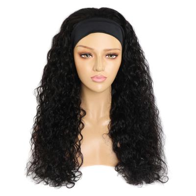 China Wholesale Cheap Straight Water Wave 150 180 Density Natural Hair Luster Wigs Headband No Lace Full Head Band Machine Made Wigs for sale