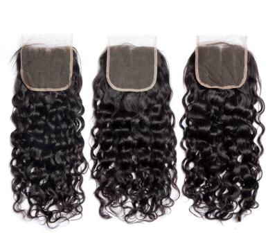 China Natural Luster Ear To Ear Supplier 4x4 Water Wave Yaki Body Hd Curly Human Good Quality Hair Bundles With Lace Frontal Closure for sale