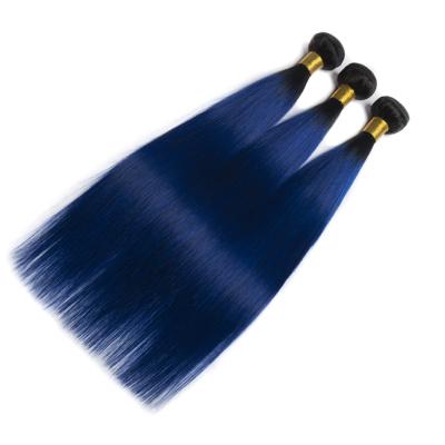 China Wholesale High Quality Natural Luster Manufacturer Straight 1B Human Hair Extension Blue Bundles With Free Part 13x4 Lace Front Closure for sale