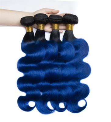 China Luster Wholesale Natural Virgin Human Body Wave 1B Blue With Frontal Hair Extension Color Brazilian Raw Hair Extension for sale