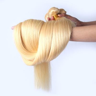 China Luster Wholesale Natural 613 White Blonde Hair Weft Extensions Weave Bundles Straight 100% Curly Double Hair Bone Weft Hair Bundles for sale