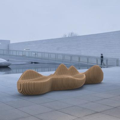 China Y677B Corrosion Resistance Customized Modern Outdoor Wooden Wave Shaped Bench Decoration Wood Art Waiting Chair for sale