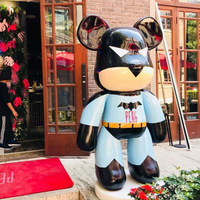 China China K406 Bear Statue Mickey Sculpture, Customized Modern Art Fiberglass Pop Art Sculpture, Climbing Man Wall Sculpture Statue for sale