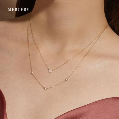 China Mercery Romantic Eternal Romance Jewelry Solid Diamond Necklace 14K Solid Gold Luminous Engagement and Wedding Necklace for sale