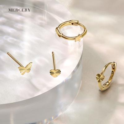 China Romantic Mercery Fashionable Valentine Jewelry Beautifully Designed Heart Stud Earrings 14K Solid Gold Romantic Earrings for sale