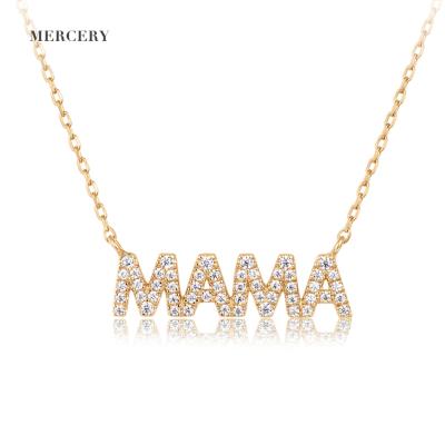 China Mercery CLASSIC Jewelry Real Love MAMIE 14K Gold Necklace MOM Real Initial Letter 14K Gold Diamond Necklace Pendant Mother's Day for sale