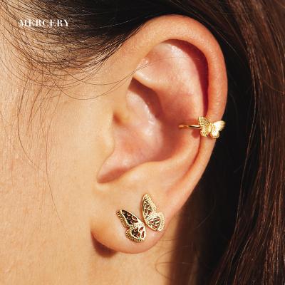 China S Mercery Day Aretes Al Por Mayor Butterfly 14K Gold Plated Earring Stud Jewelry Sterling Silver Statement Mother TRENDY Earring 925“ for sale