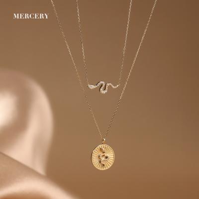 China Vintage Halloween 12 Zodiac Necklaces14K Shape Snake Minimalist Cute Animal Solid Gold Pendant Snake Chain Necklace For Women Gifts for sale