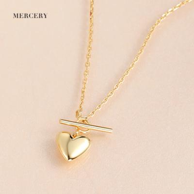 China Romantic Silver Jewelry 925 Sterling Necklace Heart Pendant Real 925 Sterling 18K Silver Gold Plated Jewelry Romantic Necklace for sale