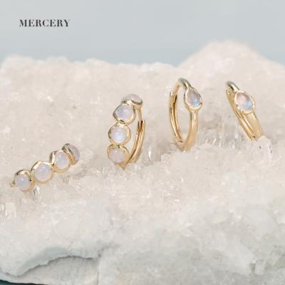 China Mercery FASHION Moonstone Jewelry Set Series Earring 14K Gold Earring Circles Fine Jewelry Teardrop Stone for sale