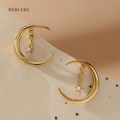 China Mercery Romantic Jewelry Beautifully Designed Star and Moon Earrings Carnival Halloween Jewelry 14K Gold Plated Silver Earring for sale