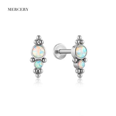 China Vintage Mercery Personalize Titanium Earring 16G G23 Cartilage Opal Stud Earrings For Women Piercing Jewelry for sale