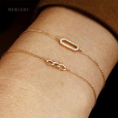 China FASHIONABLE Pulsera Bracelet 14k Solid Gold Adjustable Thin Clasp For Classic Bangle Women Jewelry for sale