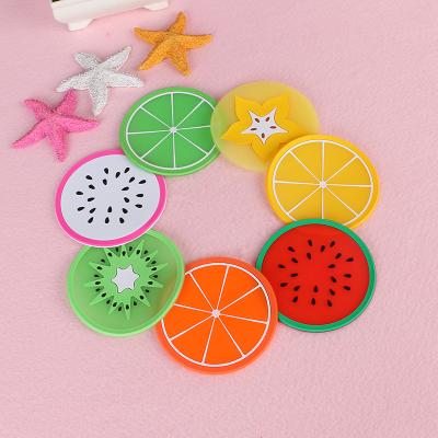 China Viable Design Wholesale Rubber Cup Coasters Custom Soft PVC Fruit Coasters Soft Rubber Customized Mat for sale