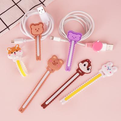 China Wholesale Cute Cartoon Silicone Usb Cable Winder Cable Organizer PVC Cartoon Rubber Cable Winder for sale