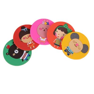 China Viable Wholesale High Quality Soft PVC Customizable Soft Coaster Cartoon Cup Mats For Gifts for sale