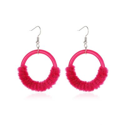 China Popular Earrings Women Earring Hooks Fashion Personality Circle Plush Simple Resin for sale