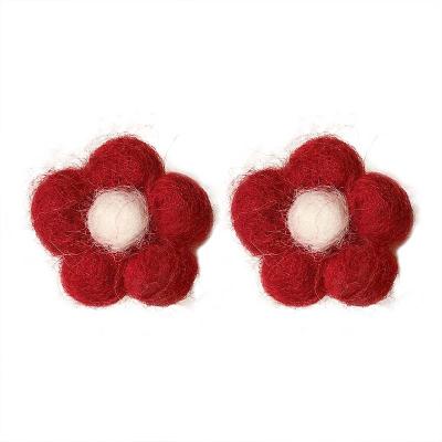 China Romantic Women Flower Earrings Retro Statement Plush Ear Hook for sale