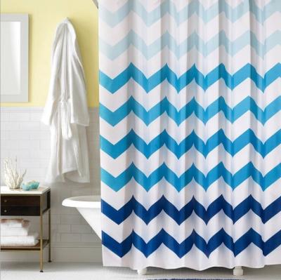 China Sustainable 180*200cm Colorful Wave Pattern Printing Polyester Shower Curtain for sale