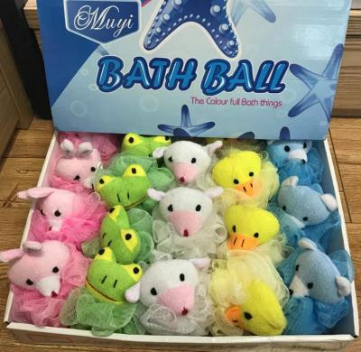 China EXFOLIATE Cute Animal Shape Mesh Bath Shower Sponge Loofah Bath Sponge For Kids for sale