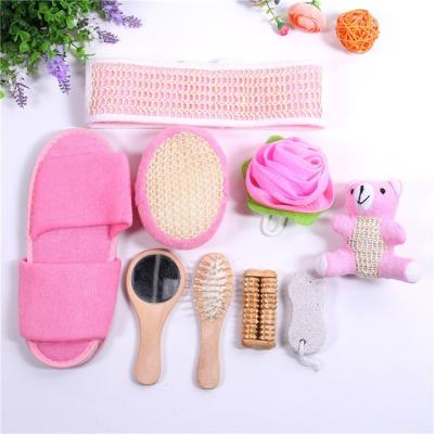 China EXFOLIATE Home Luxury Soft Bath Mesh 9pcs Gift Box Packing Precious Christmas Bath Set for sale