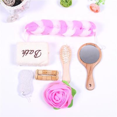 China EXFOLIATE luxury hotel amenity SPA bath sponge shower puff body exfoliating bath sets for sale