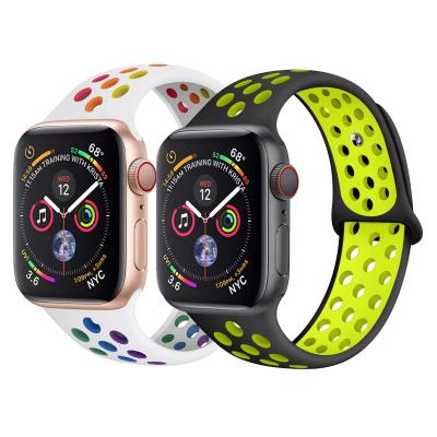 China Popular Fashion Luxury \ Fashion Apple Watch Silicone Strap Strap 7 6 5 Breathable Strap 38 40 42 44mm for sale