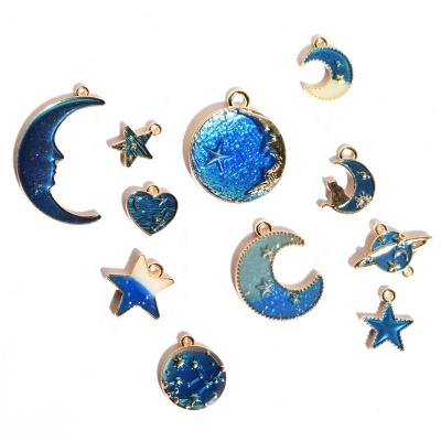 China Earring pendant necklace 2021 new style moon star planet personality factory drip cute pendant accessory wholesale cute necklace DIY for sale