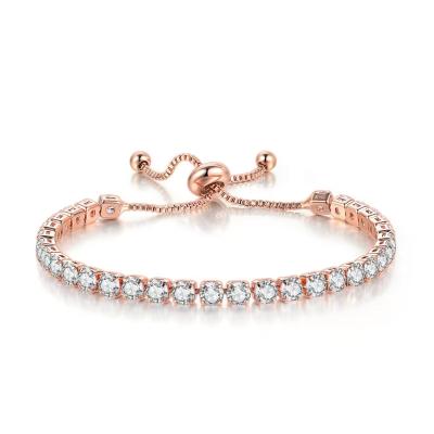 China Hiphop Copper Gold Plated Tennis Adjustable Mens Womens Crystal Diamond Bracelet for sale