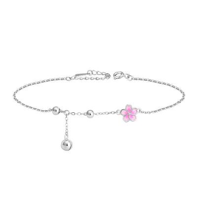 China Cheap Wholesale CLASSIC Cherry Blossom Anklets Designer Stainless Steel Ankle Chain Anklets for sale