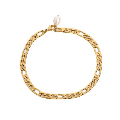 China Wholesale Thick Gold Plated Bohemian Foot Jewelry BOHEMIA Figaro Link Chain Anklet 5mm Gold Stainless Steel Anklet Chain for sale