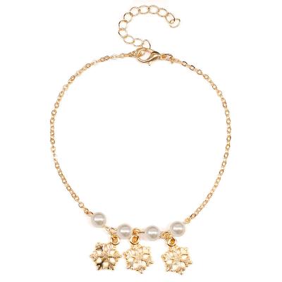 China 2021 Summer Sandal Fashion Party Cute Snowflake Bracelet Anklets Dangling Anklets for sale