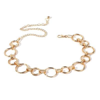 China 2021 Hot Selling Hyperbole Amazon Fashion Double Around Gold Plated Lady Men Waist Chain Body Chain Metal Belly Chain for sale