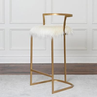 China Eco-friendly luxury modern white industrial metal velvet furniture gold velvet design vintage high bar stool chair for home bar cafe for sale