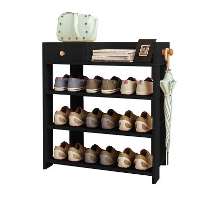 China Factory Directly Sale Modern Black MDF Shoe Storage Cabinet Expandable Wood Rack Furniture Console Archive Shoe Storage for sale